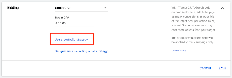 Portfolio strategie toepassen op Google Ads campagne