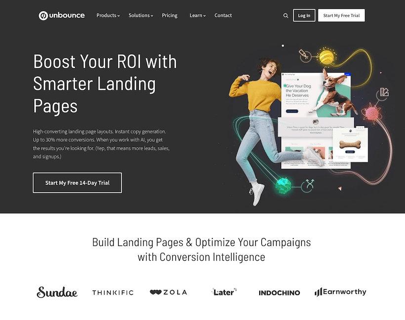 Unbounce homepage