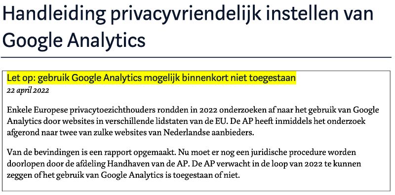 Google Analytics handleiding AP notitie