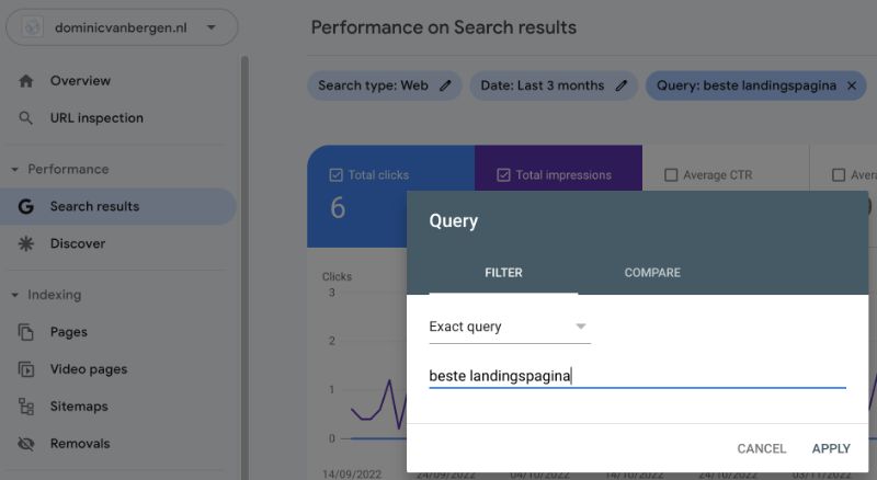 zoekwoord in search console